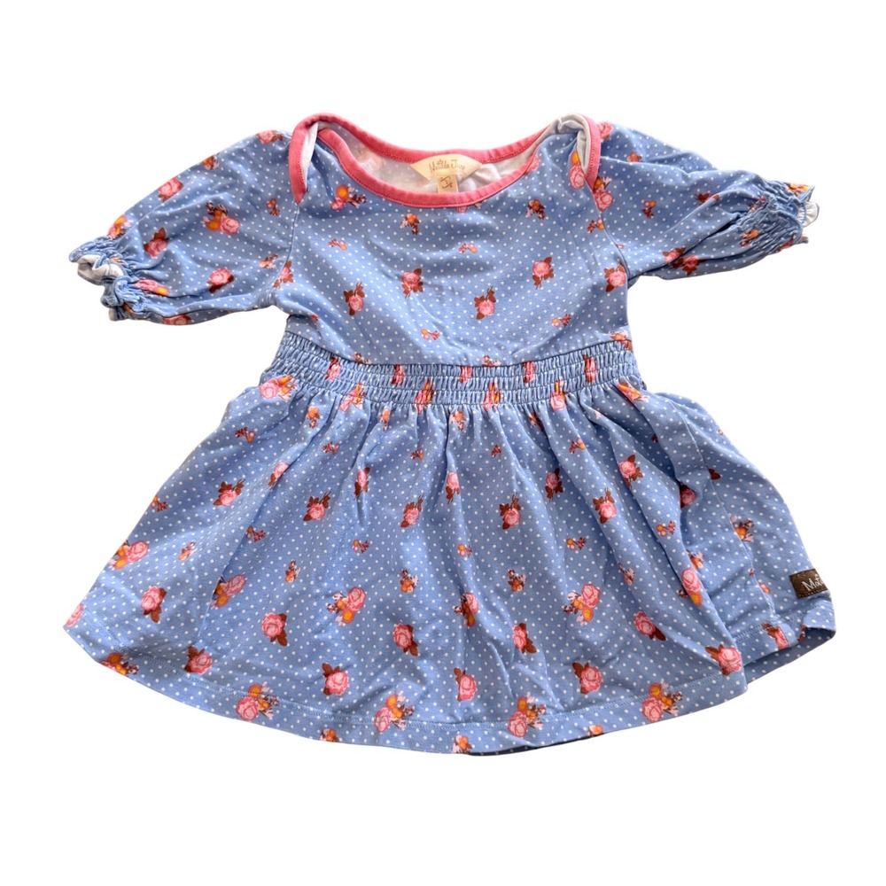 Matilda Jane Toddler Girl Blue Floral Polka Dot Peplum tunic top Size 2T
